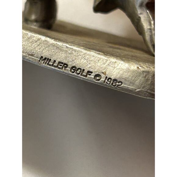RARE! 1982 Golf Statue Metal Golfing Tee Men's P. Davis Pewter Figurine Miller - Picture 8 of 10